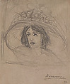 Head of a Young Woman with a Large Hat, Umberto Boccioni  Italian, Graphite on paper