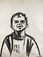 Deaf Boy, Tony Bevan  British, Charcoal on paper