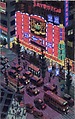 Tokyo Street with Pachinko Parlor I, Yvonne Jacquette American, Pastel and charcoal on paper
