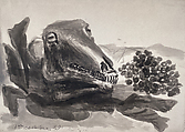 Sheep Skull with Grapes, Pablo Picasso  Spanish, Brush and black ink and wash and opaque watercolor on paper