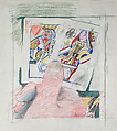 Pat Hand (King and Queen), Larry Rivers  American, Colored pencil and graphite on paper lined canvas