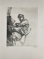 Self-Portrait Seated in Foreshortening, Avigdor Arikha Israeli, born Romania, Sugar-lift aquatint