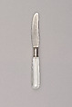 Dessert knife, Frederick Carder American, born England, Stainless steel, glass