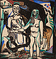Adam and Eve, Heinrich Campendonk  German, Woodcut with watercolor