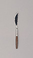 "Canu Muffin 1971" Butter Knife, Marion Weeber  American, Stainless steel, phenol formaldehyde (Bakelite)