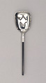 "Slimline" Slotted Serving Spoon, Marion Weeber  American, Stainless steel, phenol formaldehyde (Bakelite)