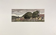 House and Hill, North Island, New Zealand, Altoon Sultan  American, Drypoint with watercolor (hand-coloring)