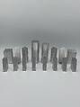 Chess Set Geometric, Larry Mohr (American, 1921–2013), Aluminum and bronze