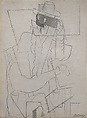 Man Leaning on a Table with Playing Cards, Pablo Picasso (Spanish, Malaga 1881–1973 Mougins, France), Graphite on paper