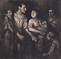 The Refugees, John Henry Amshewitz British, Black and brown inks, dark gray crayon, with traces of white highlights on board