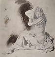 Woman Dressing, William Orpen  British, Graphite, brush and brown ink, black ink wash, and pen and black ink on board