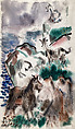 Goats, Bernard Klonis American, Watercolor, brush and black ink, and graphite on paper