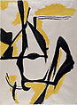 Black and Yellow Abstraction, Henry Meloy  American, Brush and black ink and matte, opaque yellow paint on paper