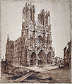 The Cathedral of Reims, Robert Grouiller French, Pen and brown ink and wash with graphite on paper