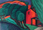 Glowing Night, Oscar Bluemner American, born Germany, Watercolor over graphite on paper