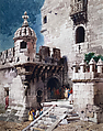 Belem Tower, Lisbon, Frederic Whitaker American, Watercolor over graphite on paper