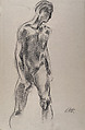 Standing Nude Youth, Georg Kolbe  German, Black chalk on paper mounted on board