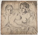 Two Women, Tsuguharu Foujita  French, born Japan, Graphite on paper