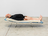 Paul Dreaming, Vertical, Horizontal, Paul McCarthy (American, born 1945), Platinum silicone, clothing, plastic, foam, lawn chair