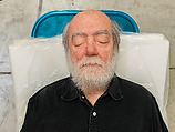 Paul Dreaming, Vertical, Horizontal, Paul McCarthy (American, born 1945), Platinum silicone, clothing, plastic, foam, lawn chair