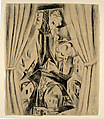 The Eiffel Tower and Curtain, Robert Delaunay (French, Paris 1885–1941 Montpellier), Lithograph crayon on brown paper