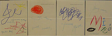 Illustrated letter to William S. Lieberman, Joan Miró (Spanish, Barcelona 1893–1983 Palma de Mallorca), Pen and ink and colored crayons on stationary paper