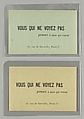 Papillons (leaflets) circulated by the Bureau de recherches surréalistes (Bureau of Surrealist Research), Paris, André Breton  French, Printed leaflets on multicolored paper