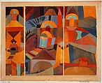 Temple Gardens, Paul Klee (German (born Switzerland), Münchenbuchsee 1879–1940 Muralto-Locarno), Gouache and traces of ink on three sheets of paper mounted on paper mounted on cardboard