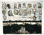 On the Rhine, Anselm Kiefer German, Woodcut and white and black acrylic paints on papers on canvas