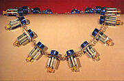 Lucent Lines Necklace, 10-94 and Lucent Lines Earrings, Linda MacNeil American, Glass, gold