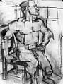 Untitled (male nude study), John Haley American, Charcoal on paper