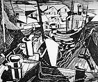 Fish Pier, Gloucester, John Lonergan  American, Ink on paper