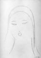 Head of a Woman, Gaston Lachaise American, Blue crayon on paper