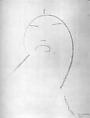 Head of a Woman, Gaston Lachaise American, Light blue crayon on paper