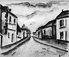 Street in Nesles, Northern France, Maurice de Vlaminck  French, Brush and black ink and wash and watercolor on paper