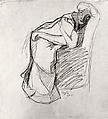 Woman Leaning on a Chair (The Artist's Sister), Umberto Boccioni  Italian, Graphite on paper