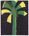 Night Palm, Howard Hodgkin British, Collagraph with yellow and green matte paints (handcoloring)