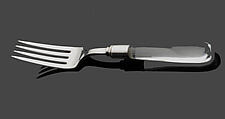 Fork, Frederick Carder American, born England, Silver plate, glass