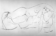Nude on Sofa, Konrad Cramer American, born Germany, Brush and black ink on paper