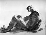 Seated Male Figure, Daniel Rasmusson  American, Pen and black ink and wash with traces of graphite on paper