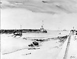 Entrance to Boulogne, Pierre Gatier  French, Ink and watercolor on paper