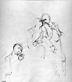 Study for The Judas Kiss: Christ and Judas, Stephen Greene American, Pen and dark red ink on tracing paper