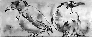 Birds, Kenneth Callahan  American, Pen and black ink and wash on paper
