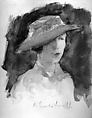 Woman with Hat, Boris Solotareff  American, Watercolor over graphite on paper