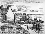 Landscape with Village Houses, Marcel Gromaire  French, Ink on paper