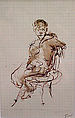 Iva in a Chair, Stokely Webster American, Ink and graphite on graph paper