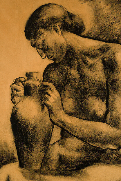 Untitled (Nude with Vase) [recto]; Group Nude Study [verso] by Erzsébet Korb, The Metropolitan Museum of Art