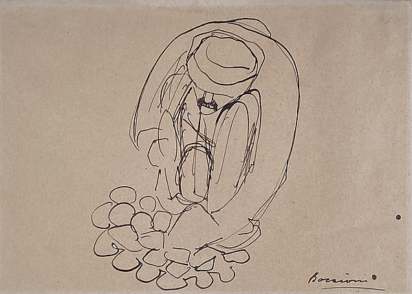 Study for "The Street Pavers": Man Laying Paving Stones