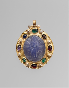 Image for Pendant Brooch with Cameo of Enthroned Virgin and Child and Christ Pantokrator