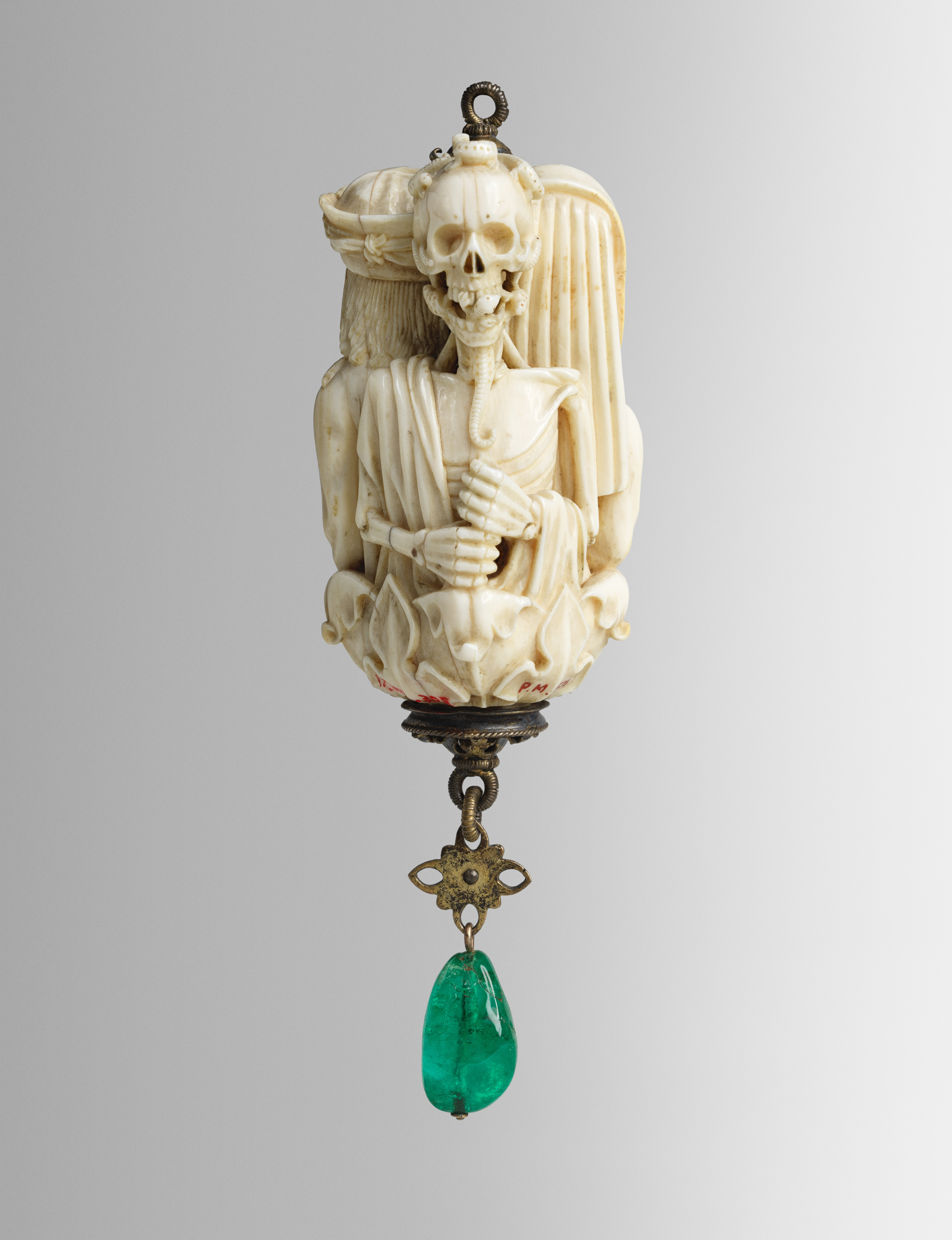 Rosary Terminal Bead with Lovers and Death's Head - North French
